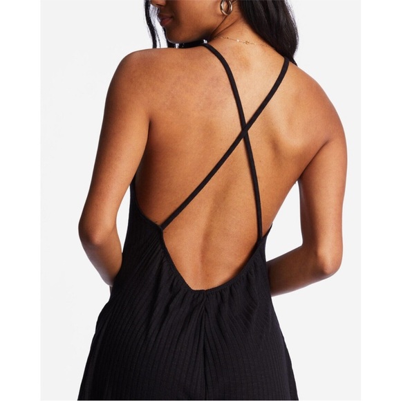 Billabong High Surf Romper Ribbed Low Back New Black Large Beachy Vacation Wear - Picture 7 of 10